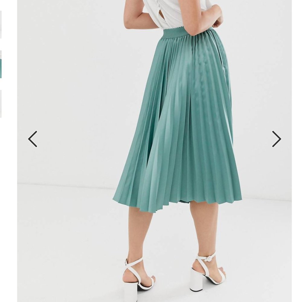 ASOS Pleated Midi Skirt in Teal
